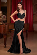 TWO PIECE SATIN FITTED GOWN CDCDS493