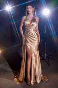 SATIN HALTER GOWN CDCH079