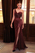 Sequin Gown w/ One Shoulder CDCH182
