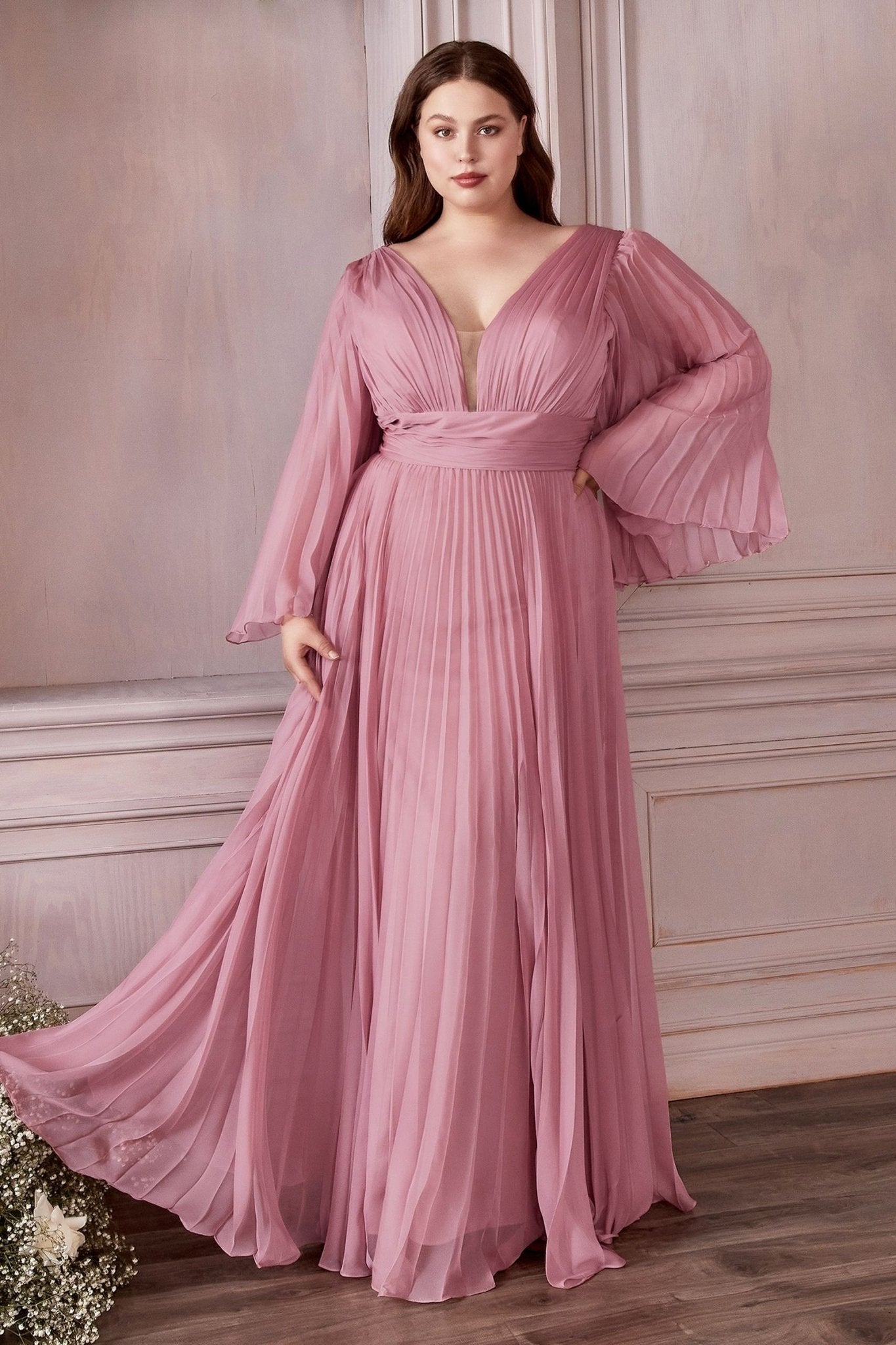 Chiffon Gown, Long Sleeve CDCD242C - PrimePick