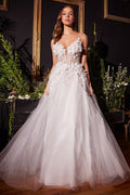 FLORAL APPLIQUE A-LINE TULLE BRIDAL GOWN CDCM321W