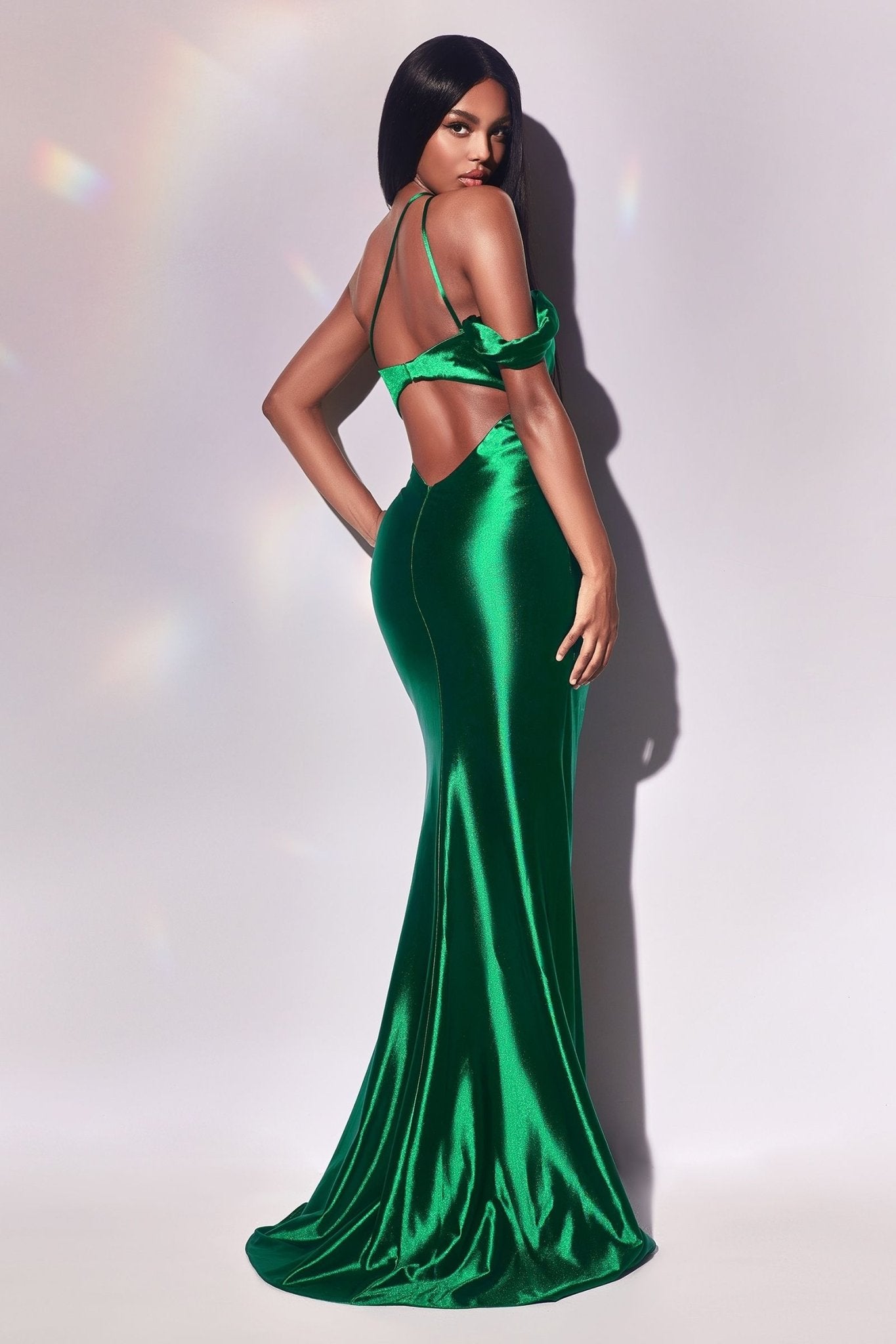 Fitted Asymmetrical Satin Fitted Mermaid Leg Slit Long Prom & Bridesmaid Dress CDY025 - PrimePick
