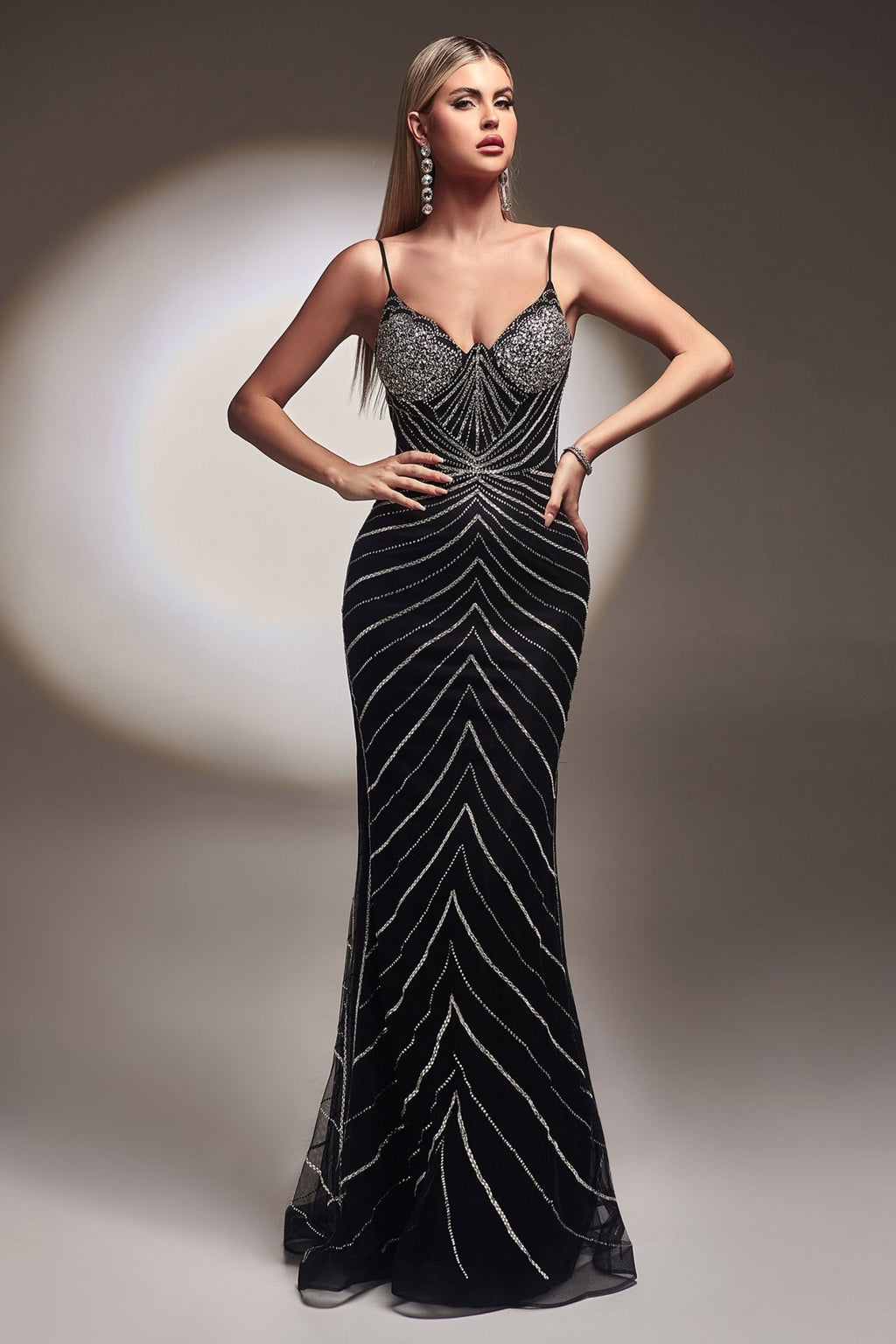 FITTED GLITTER PRINT GOWN CDCR866 - PrimePick