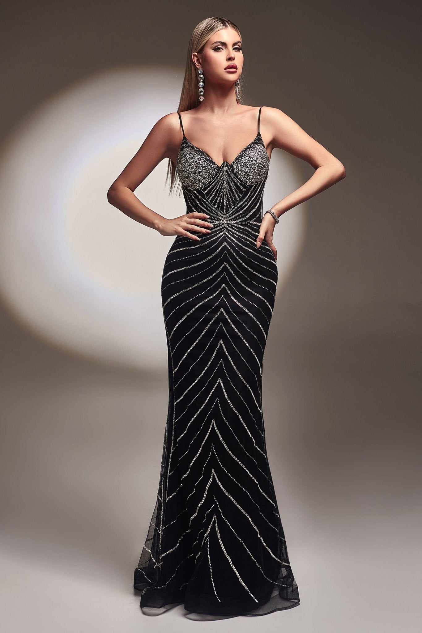 FITTED GLITTER PRINT GOWN CDCR866 - PrimePick
