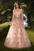 FLORAL EMBROIDERED A - LINE DRESS CDA1289 - PrimePick