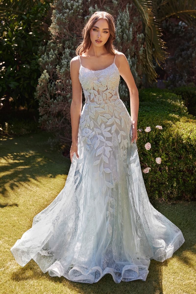 FLORAL MOTIF BEADED A - LINE DRESS CDA1235 - PrimePick