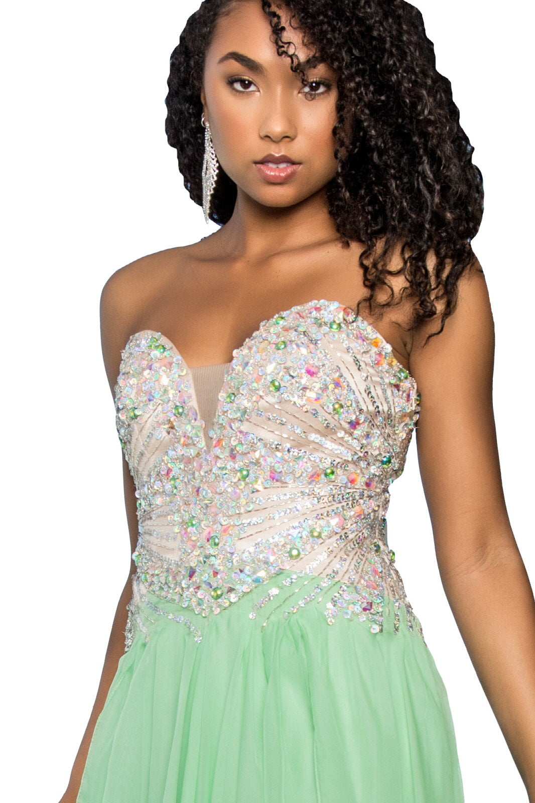Strapless Sweetheart Chiffon with Sequin Embellished Bodice Long Prom Dress GLGL2092