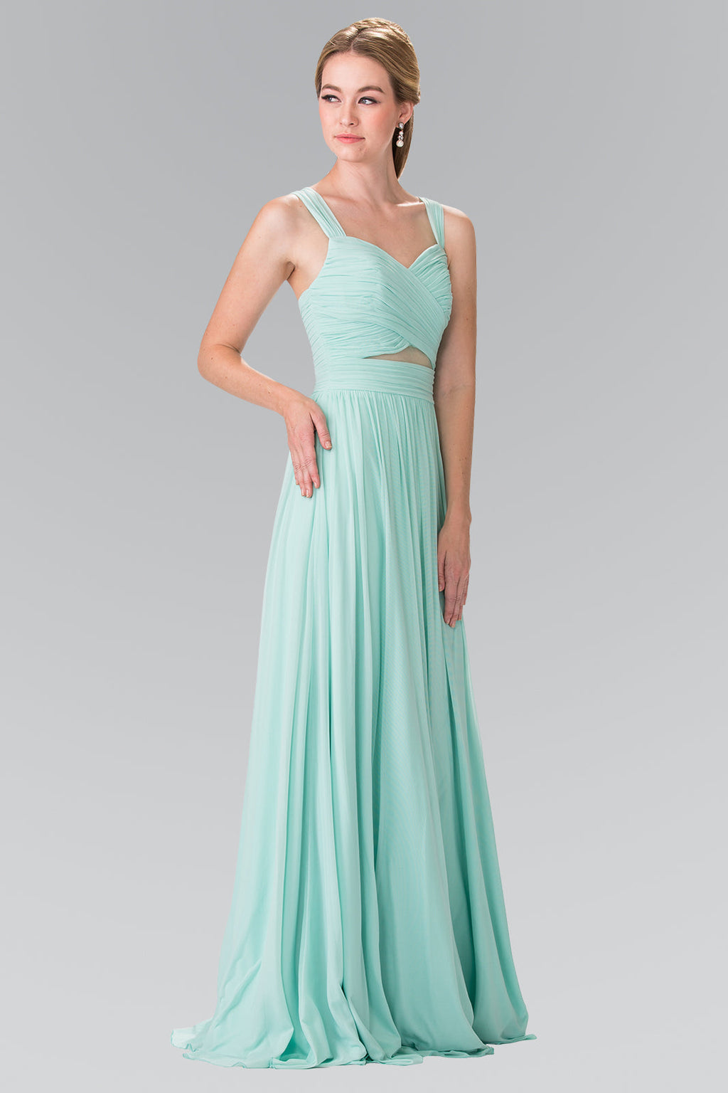 Pleated Bodice Bridesmaids Long Prom Dress GLGL2366