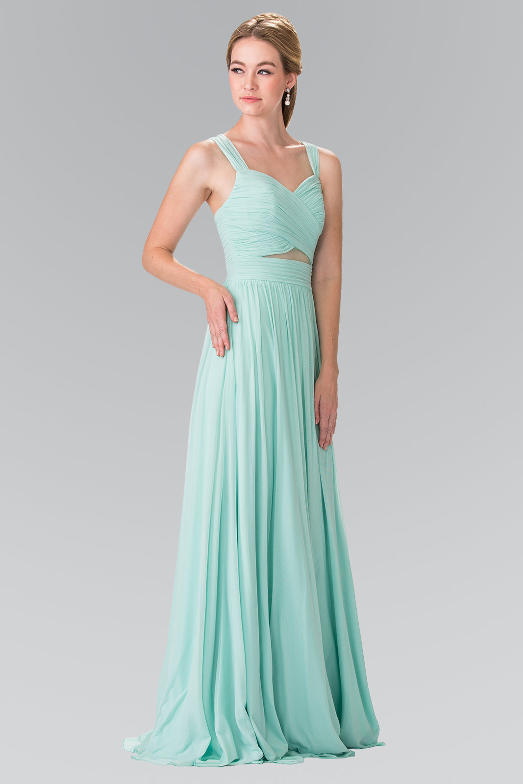 Pleated Bodice Bridesmaids Long Prom Dress GLGL2366