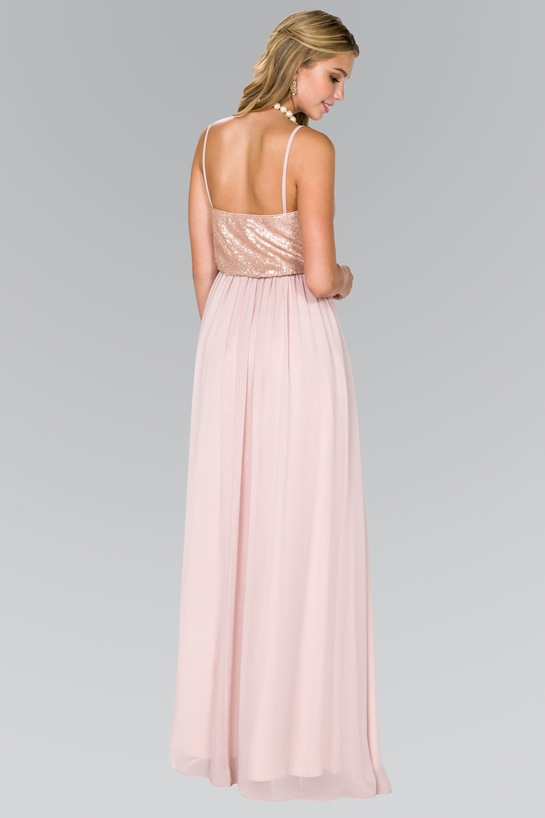 Full Sequin Top Chiffon Long Prom Dress GLGL2416