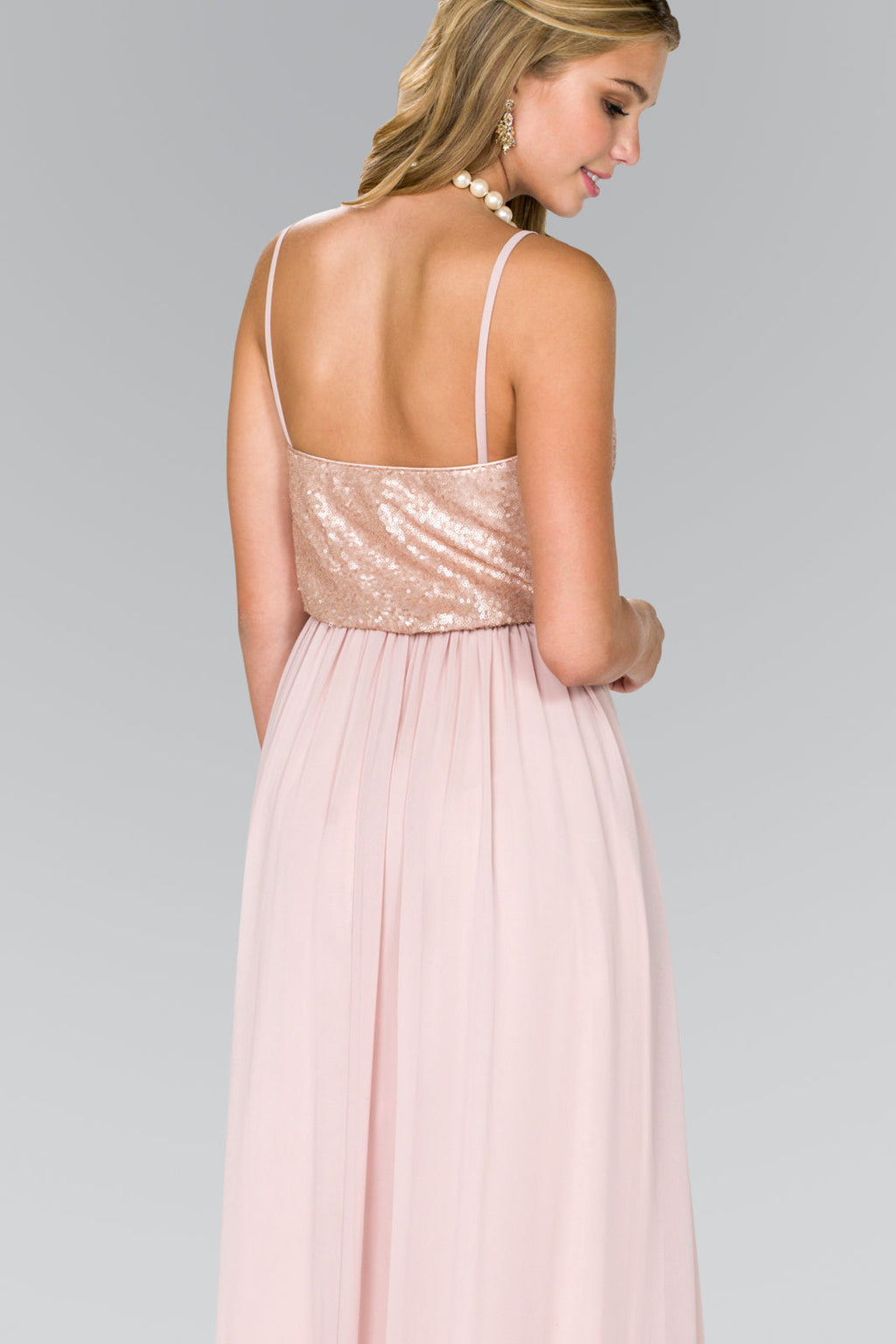 Full Sequin Top Chiffon Long Prom Dress GLGL2416