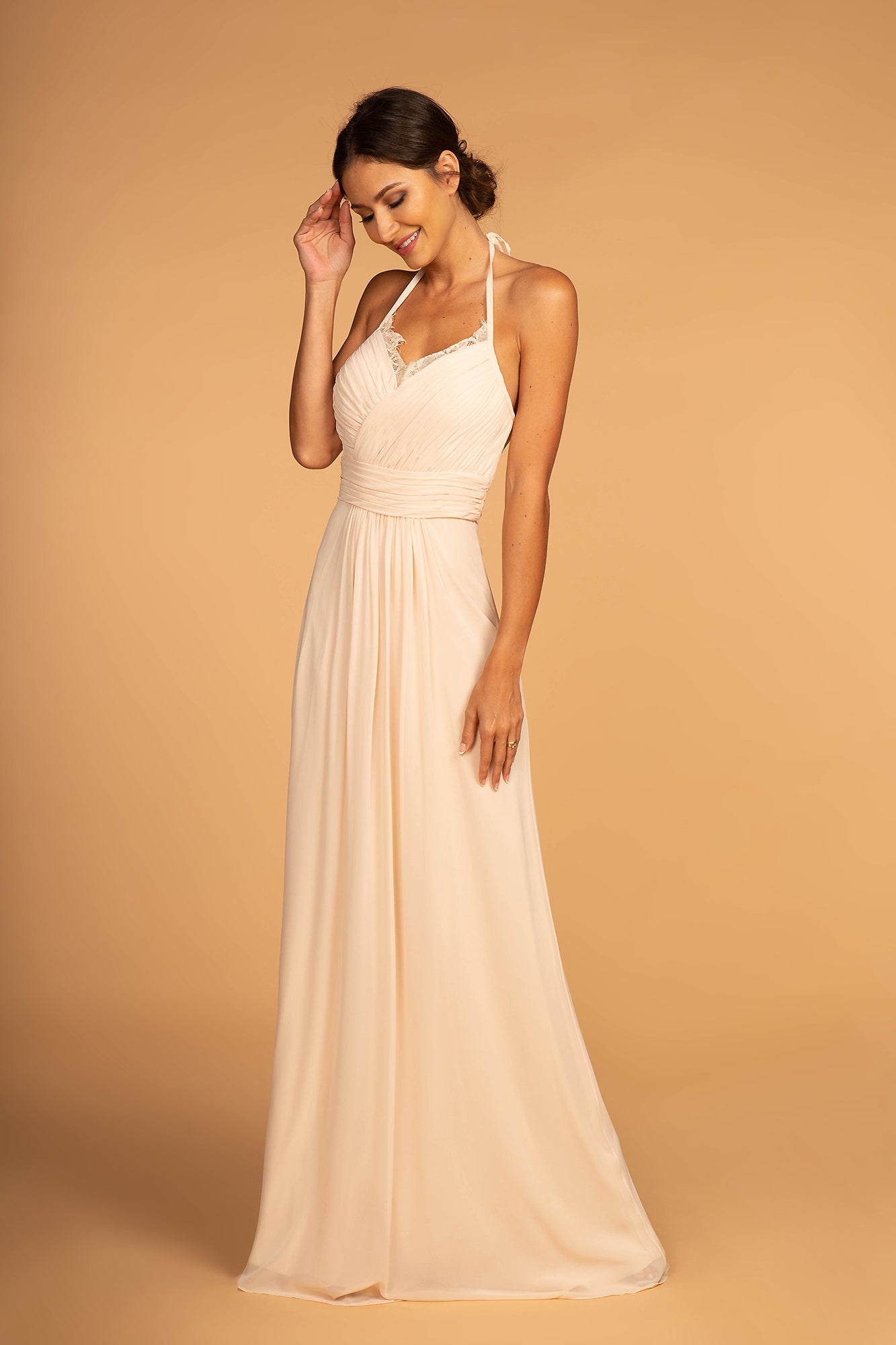 Halter Neck Chiffon Long Bridesmaid Dress GLGL2606