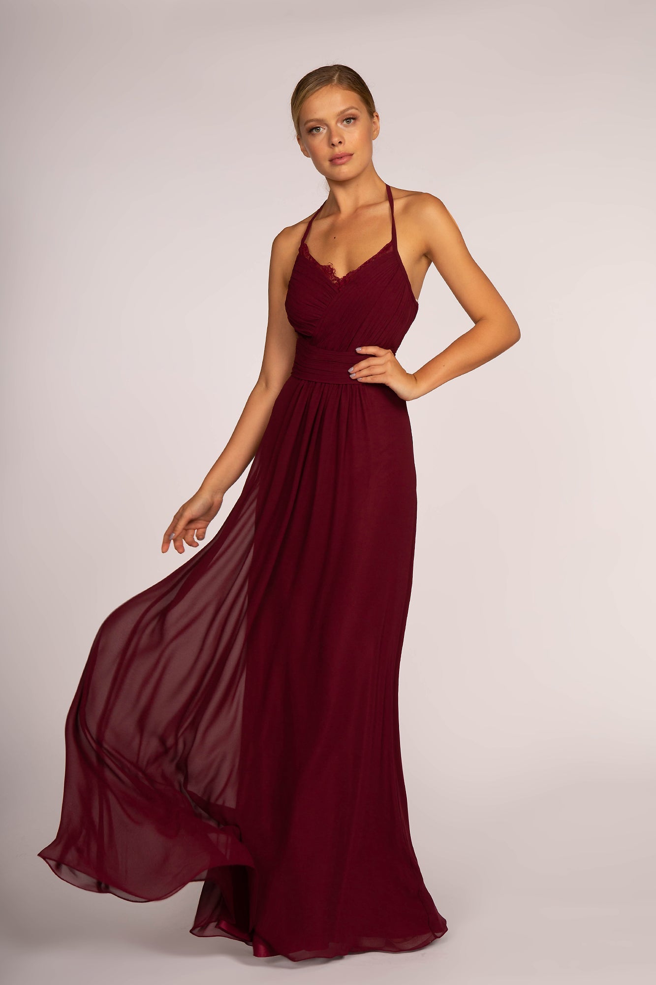 Halter Neck Chiffon Long Bridesmaid Dress GLGL2606