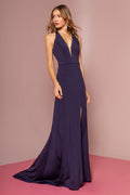 Rome Jersey Mermaid V-Neck Long Prom Dress GLGL2668