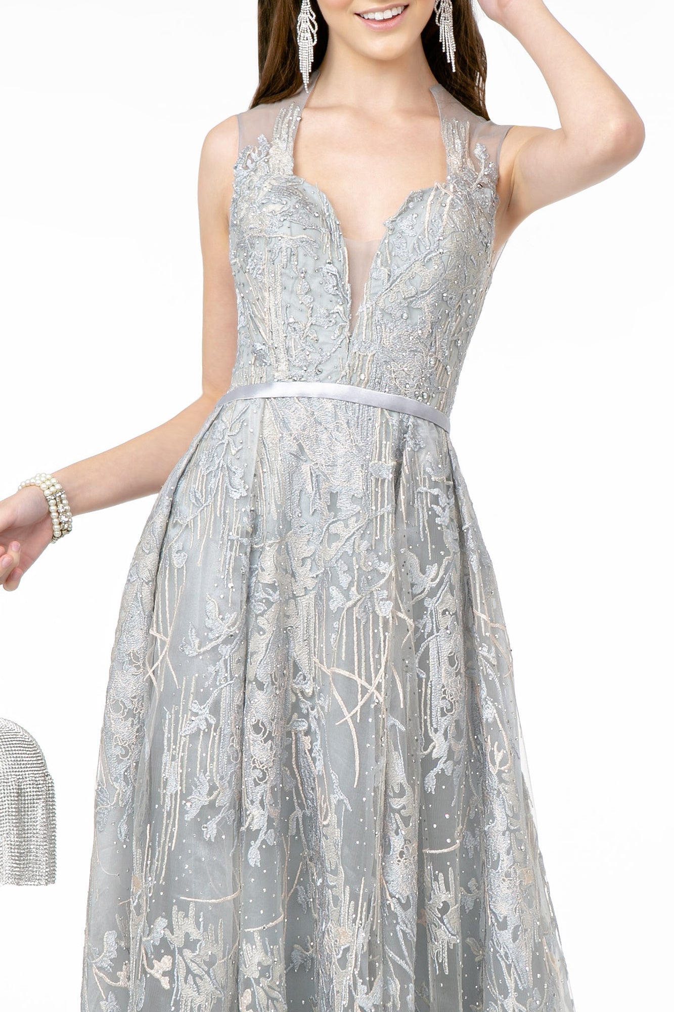 Lace Embellished A-Line Long Prom Dress GLGL2835