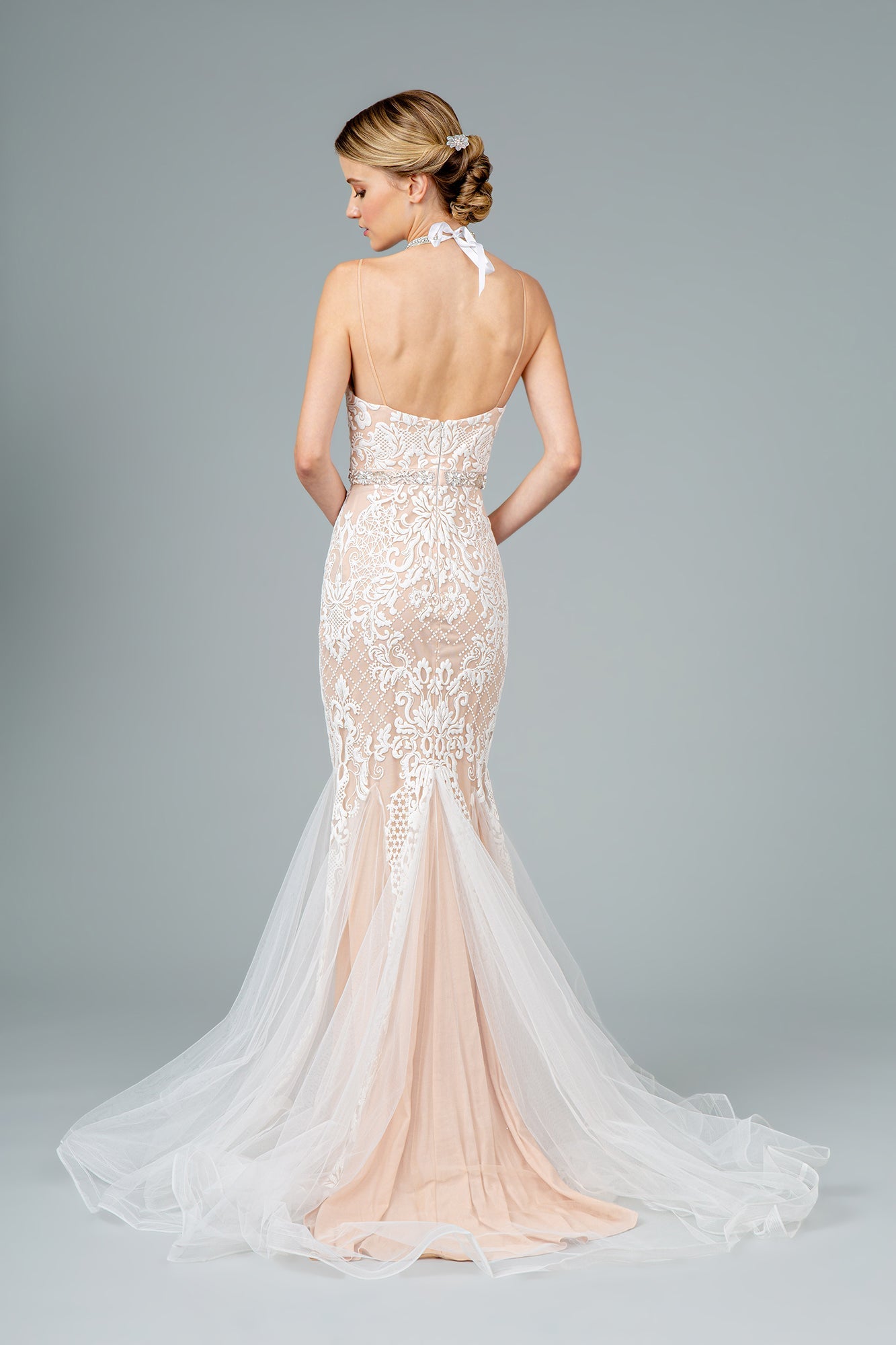 Spaghetti Strap V-Neck Mermaid Long Prom Dress GLGL2934