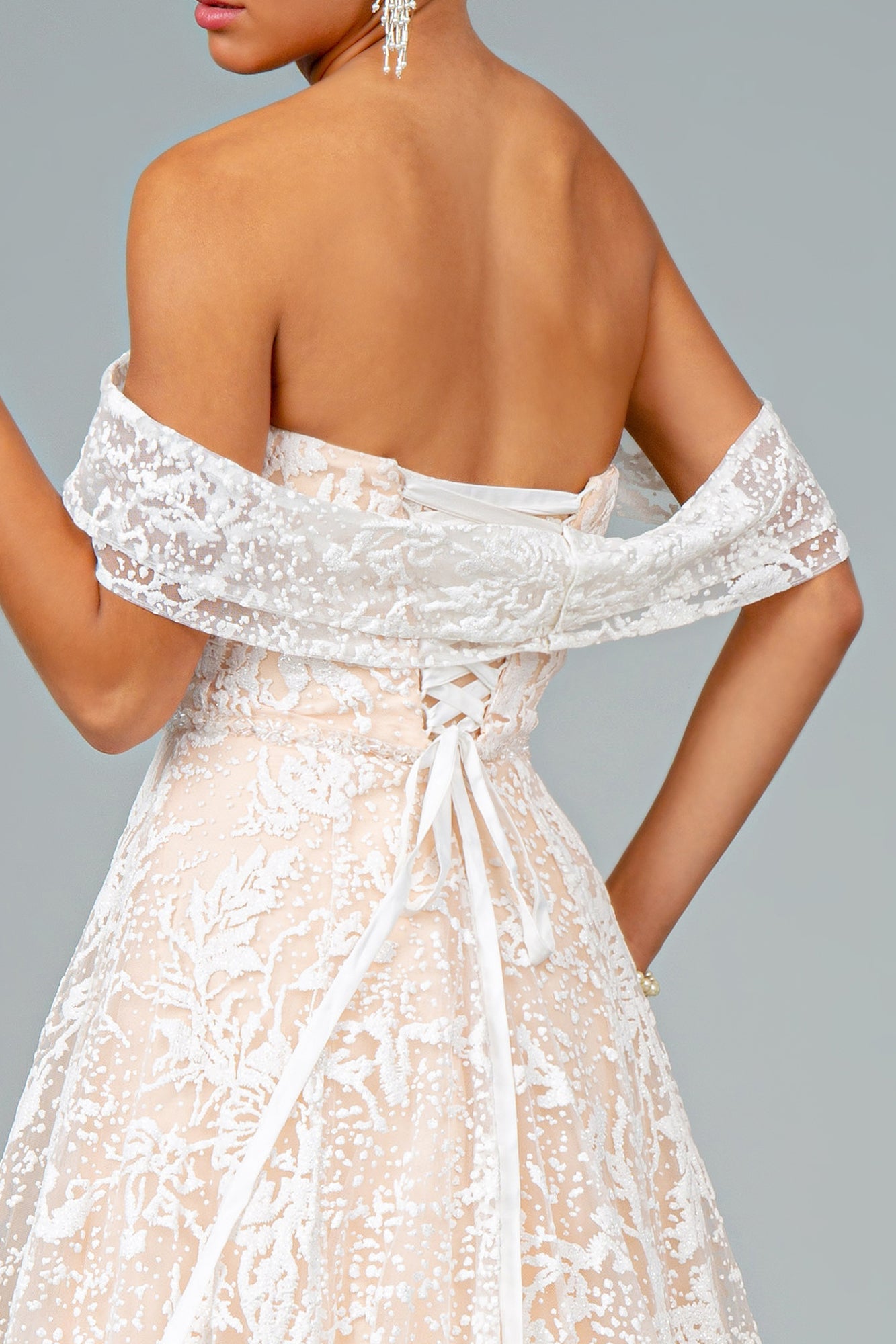 Glitter Mesh Sweetheart A-Line Long Wedding Dress GLGL2937