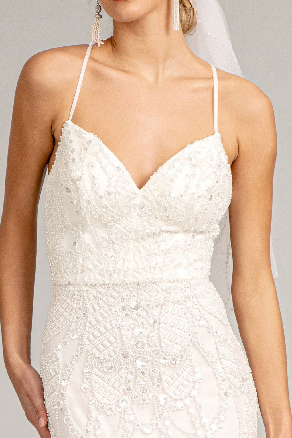 Sweetheart Embroidered Mermaid w/ Open Back Laced Up Long Wedding Dress GLGL3009