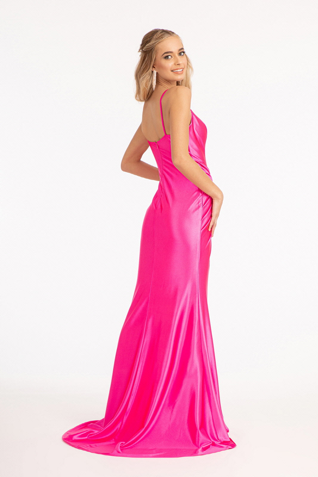 Sweetheart Satin Mermaid w/ Open Back and Side Gathered Waistline Long Prom Dress GLGL3044