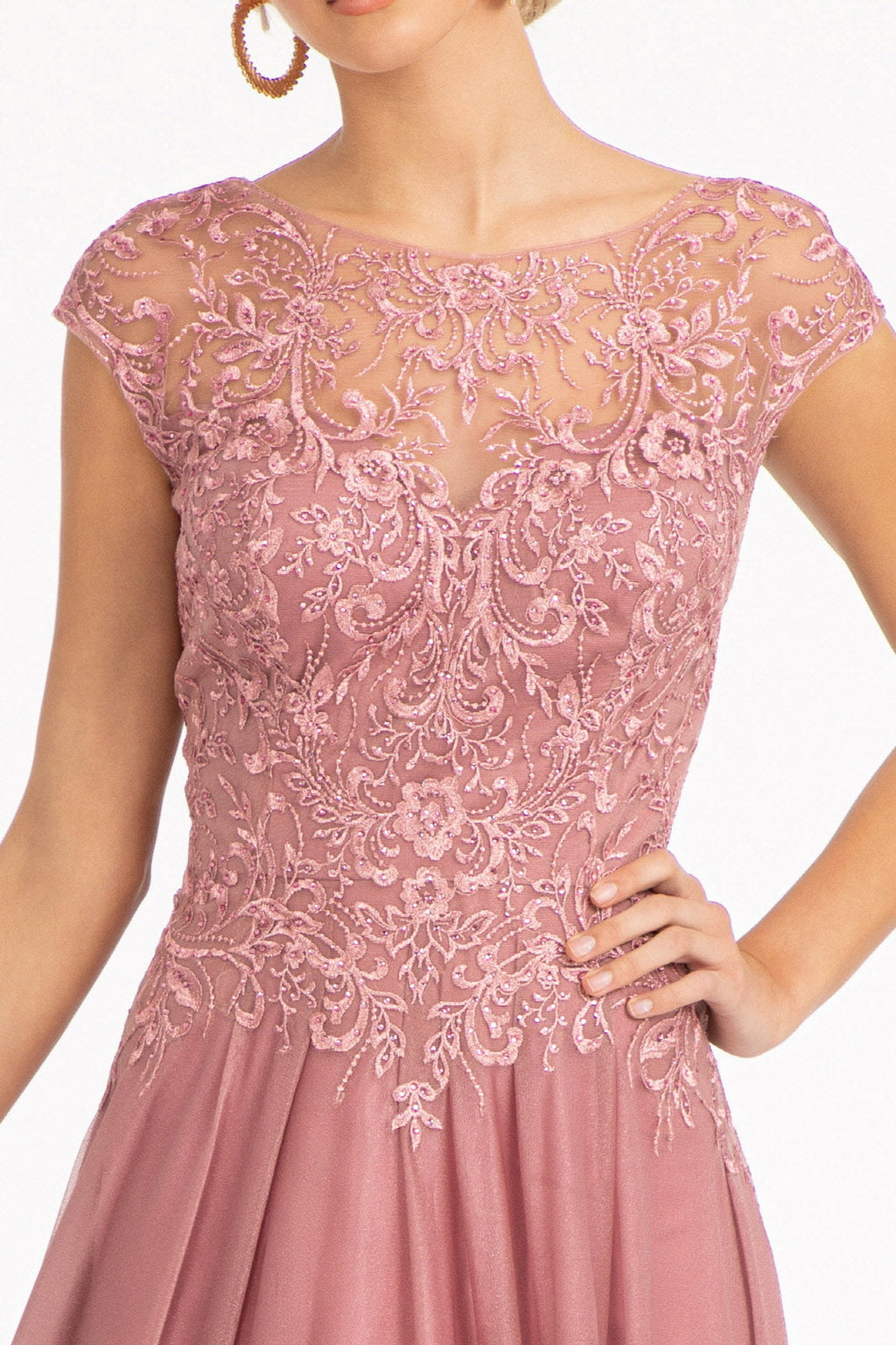 Beads Embellished Embroidered A-line Scoop-Neck Long Mother Of The Bride Dress GLGL3068 Sale