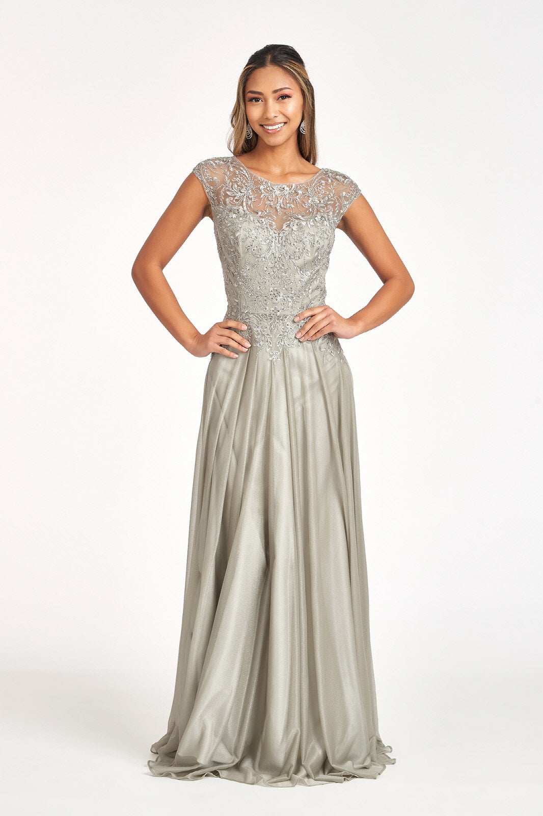 Beads Embellished Embroidered A-line Scoop-Neck Long Mother Of The Bride Dress GLGL3068 Sale