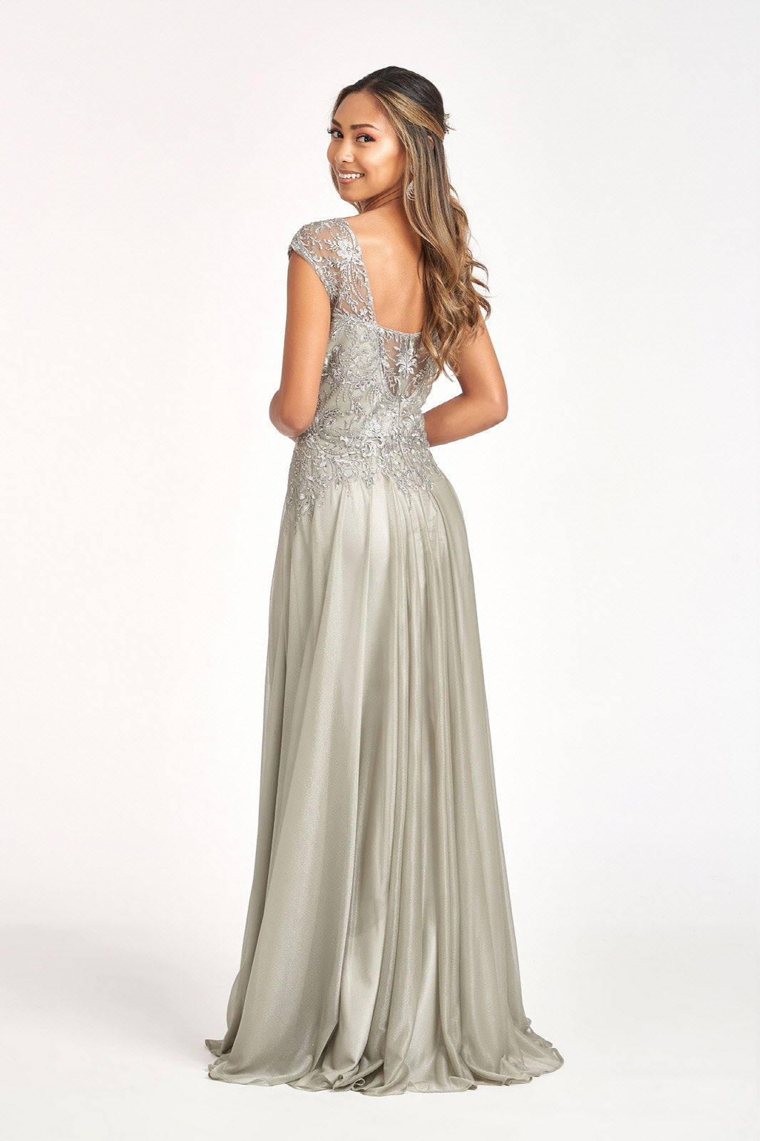 Beads Embellished Embroidered A-line Scoop-Neck Long Mother Of The Bride Dress GLGL3068 Sale