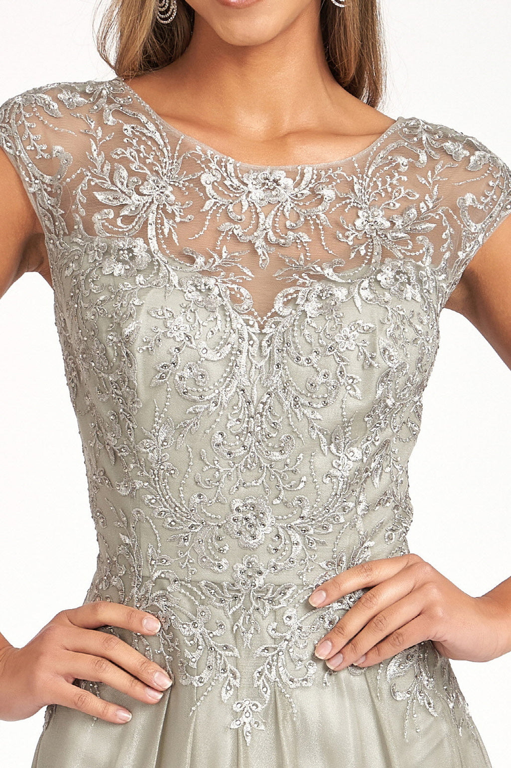 Beads Embellished Embroidered A-line Scoop-Neck Long Mother Of The Bride Dress GLGL3068 Sale