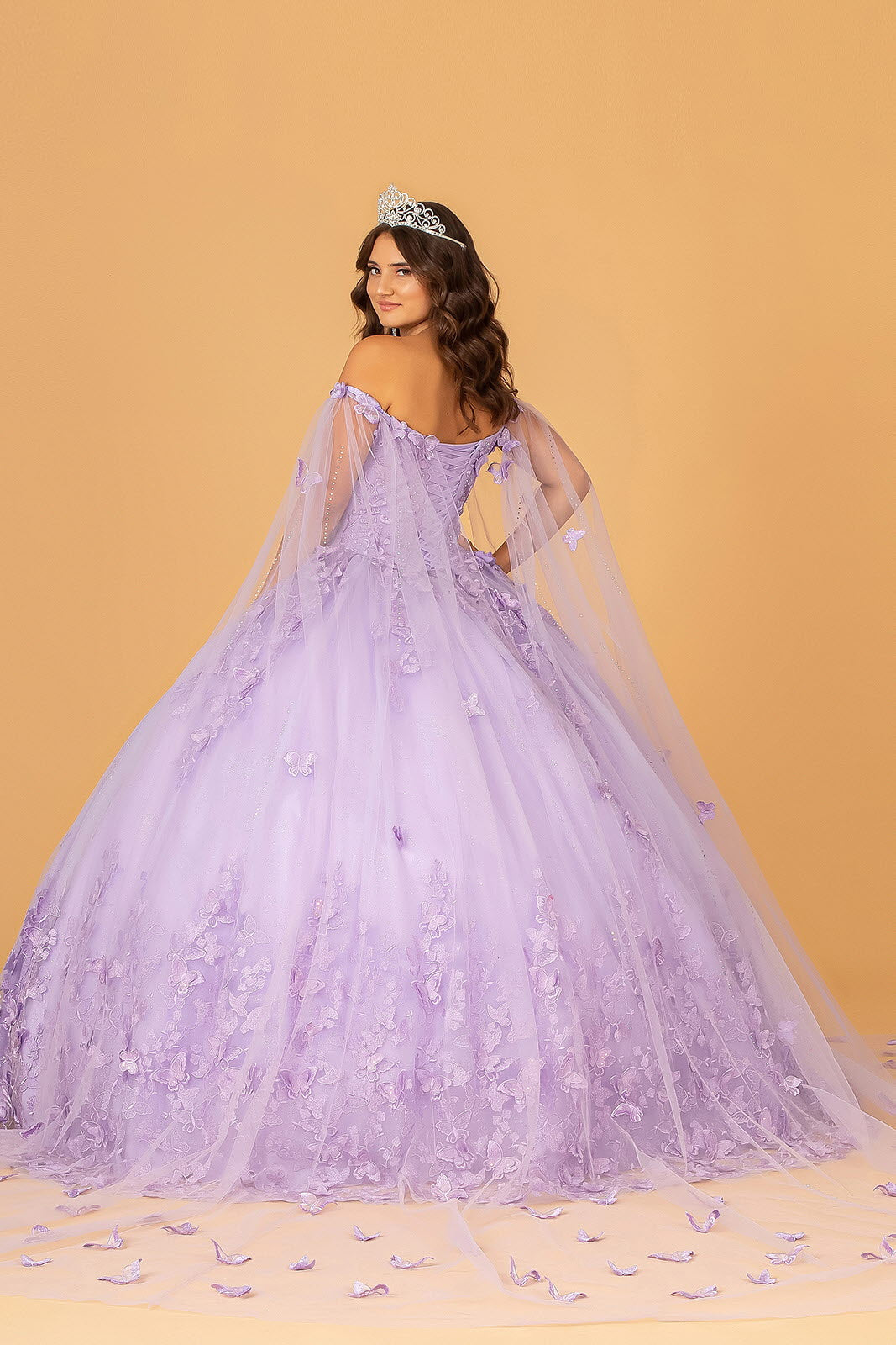 3D Butterfly Applique Glitter w/ Long Mesh Layer Quinceanera Dress GLG PrimePick 3D Butterfly Applique Glitter w/ Long Mesh Layer Quinceanera Dress GLG PrimePick