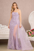 Jewel Mermaid Sheer Side Slit and Detachable Side Mesh Layer Long Prom Dress GLGL3116