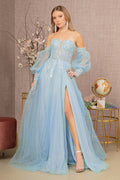 Sequin Glitter Sheer Bodice Illusion Sweetheart A-line Mesh Long Prom Dress GLGL3118