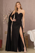 Glitter Asymmetric Ruched Side Mermaid w/ Side Long Layer Long Prom Dress GLGL3136