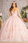 3D Butterfly Applique Jewel Sequin Quinceanera Ball Dress GLGL3183