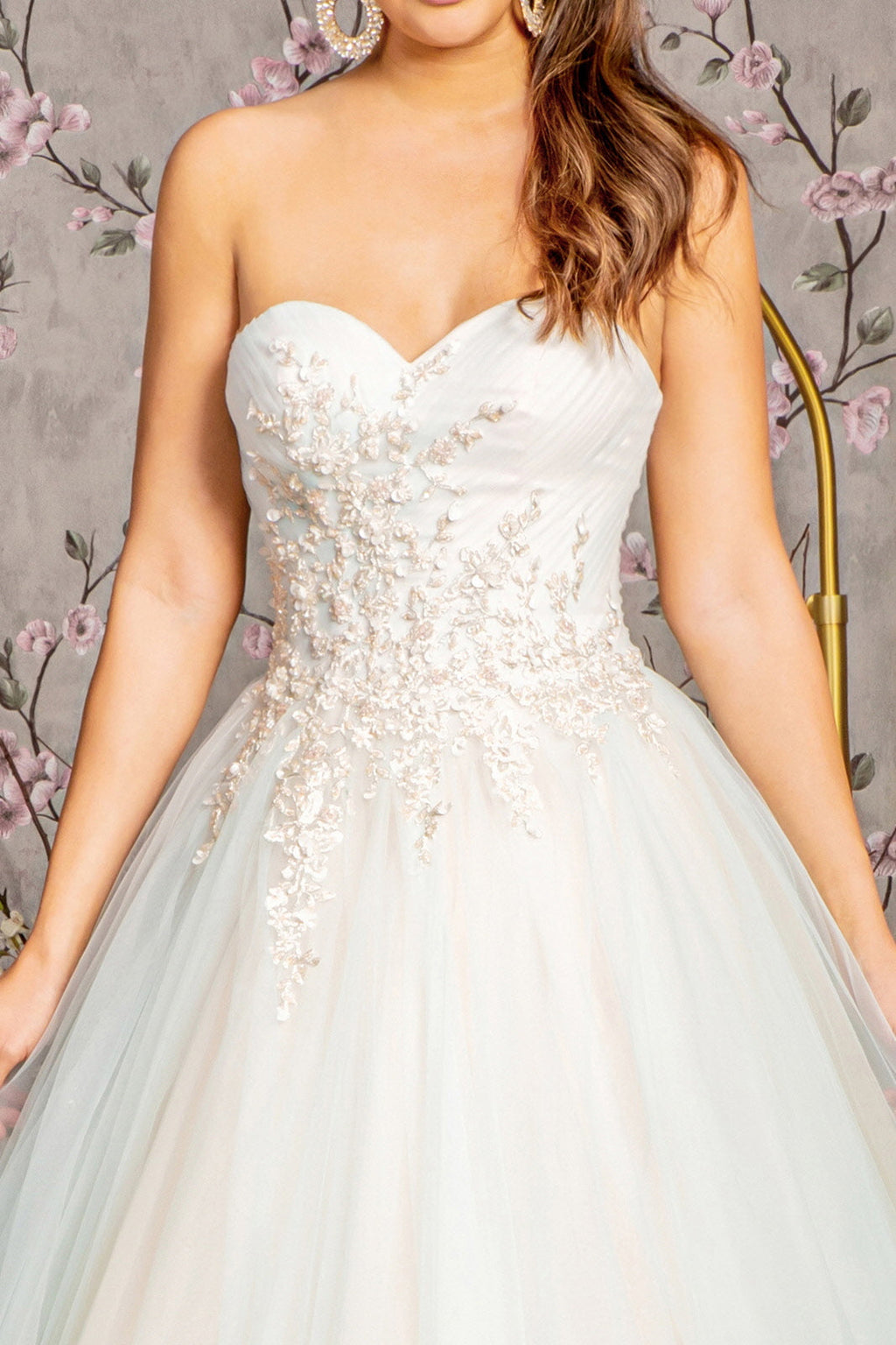 Sweethearted Strapless Mesh Layered A-Line Long Wedding Dress GLGL3244