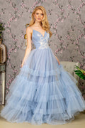 Sequin Bead Sweetheart Ruffled Skirt Mesh A-line Long Prom Dress GLGL3452