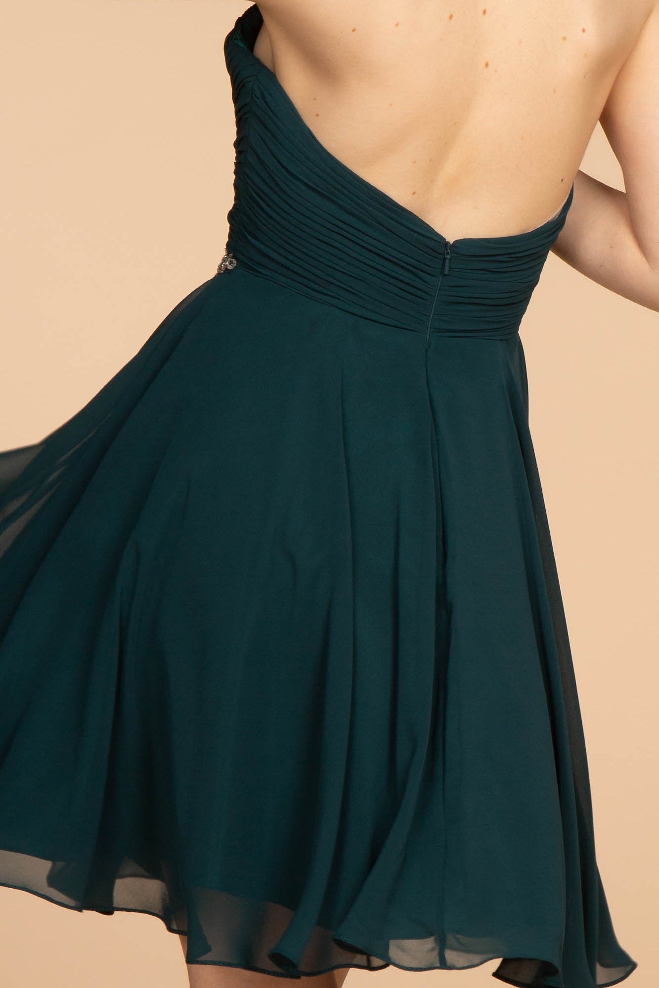 Ruched Strapless Sweetheart Chiffon Short Homecoming Dress GLGS1637