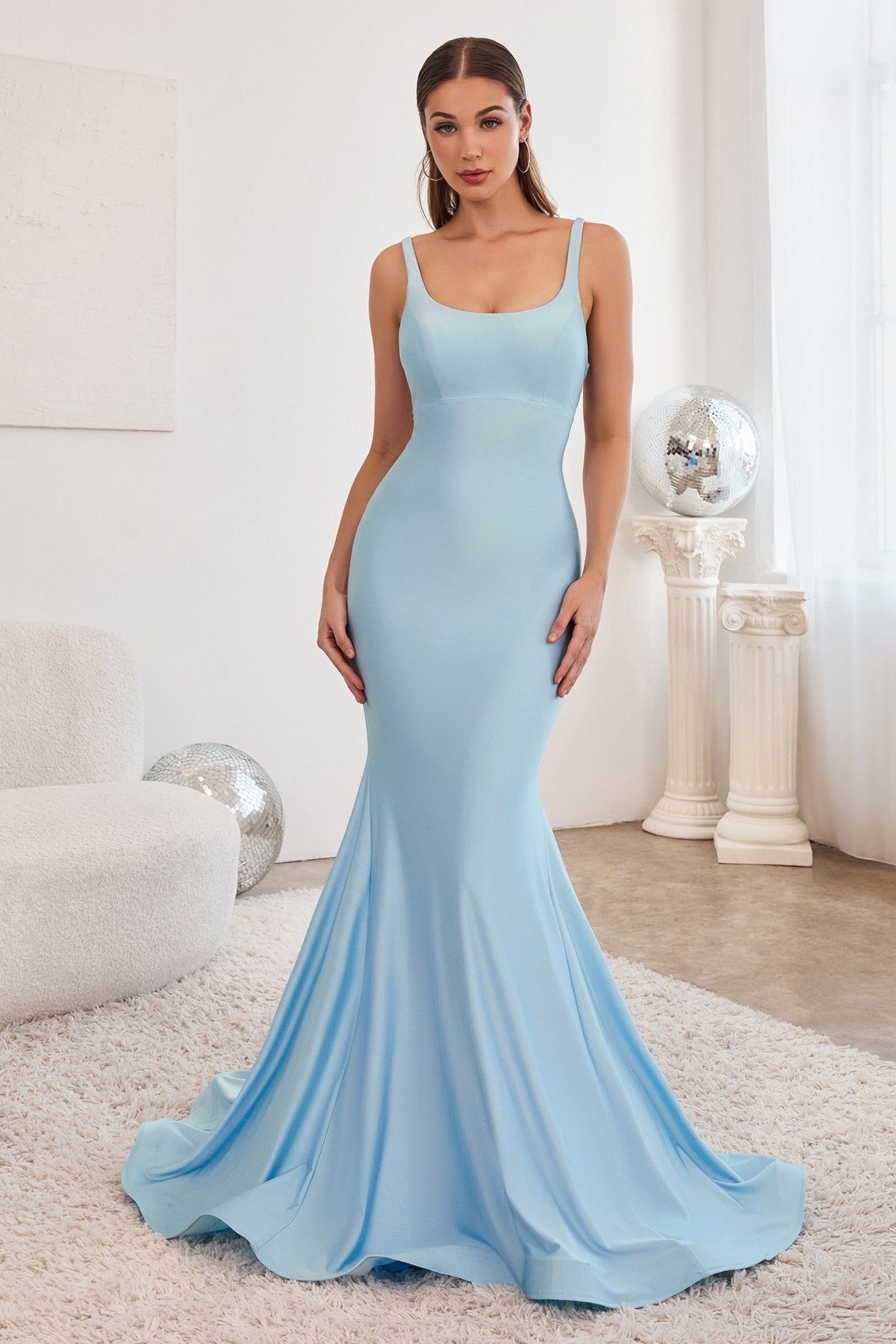 Hot Pink | Black | Emerald Green Sleeveless Fitted Mermaid Gown CDCD2219 - PrimePick