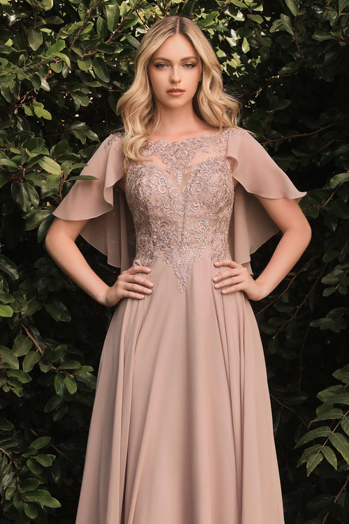 Chiffon A-Line Gown Caplet CDHT101