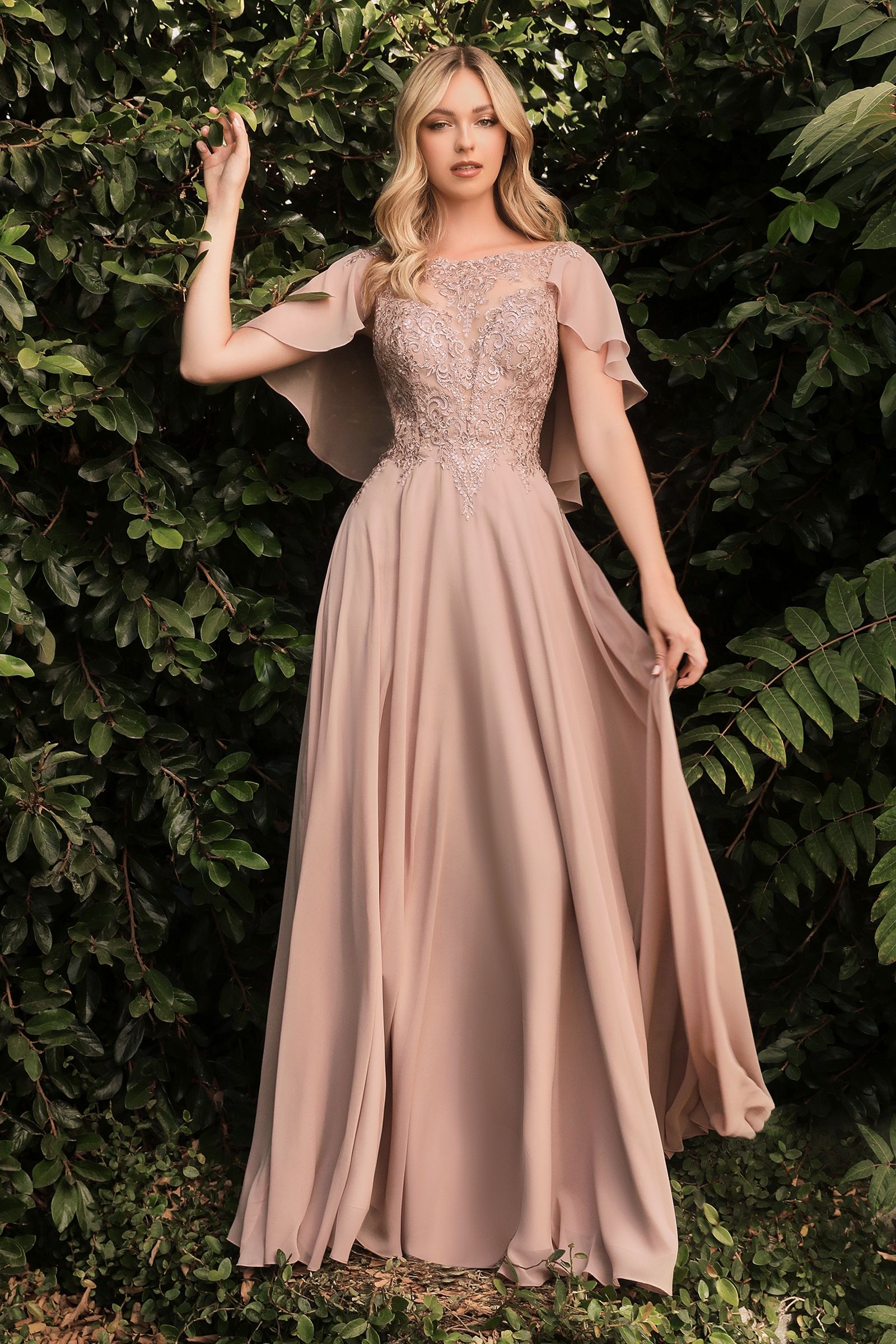 Chiffon A-Line Gown Caplet CDHT101