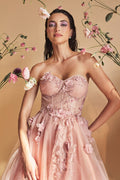 Butterfly Garden Tea Cocktail & Bridesmaid Formal Gown | Midi Length | Cute Strapless Boned Bodice | Vintage Princess Dress ALA1195