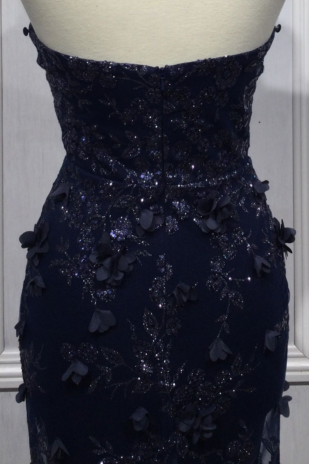 Lilac, Navy & Rose Gold Embroidered Gown with Sheer Cape | Regal Evening Dress  CDJ834