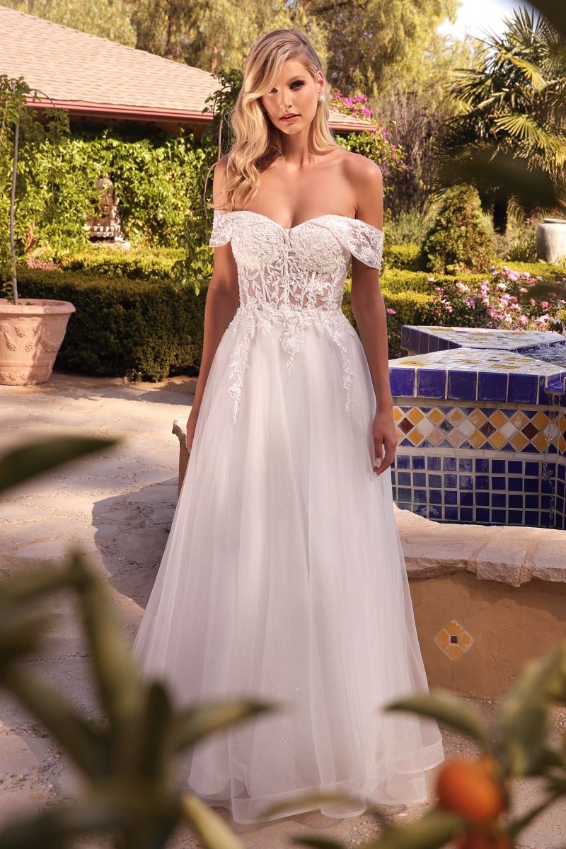 LACE OFF THE SHOULDER BRIDAL GOWN CDCD961W - PrimePick
