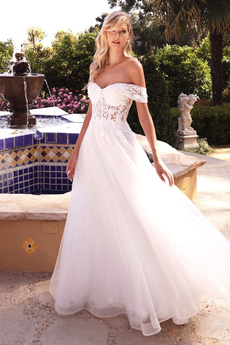 LACE OFF THE SHOULDER BRIDAL GOWN CDCD961W - PrimePick