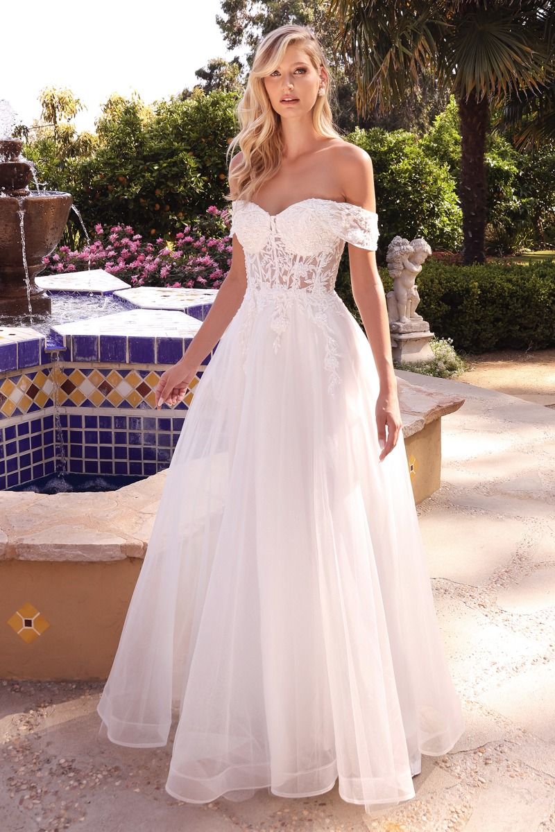 LACE OFF THE SHOULDER BRIDAL GOWN CDCD961W - PrimePick
