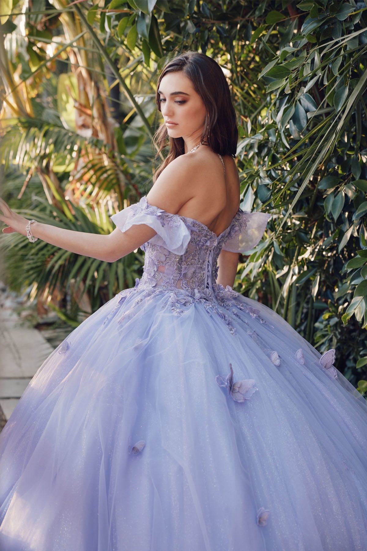 Off Shoulder Embroidered Lace Bodice Long Quinceanera Dress JTJT1448J - PrimePick