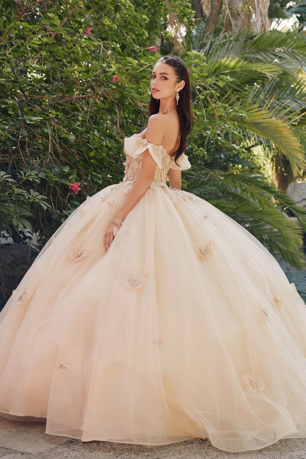 Off Shoulder Embroidered Lace Bodice Long Quinceanera Dress JTJT1448J - PrimePick