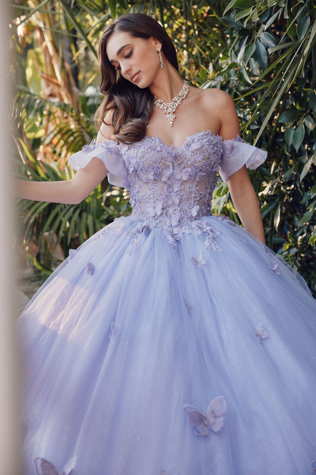 Off Shoulder Embroidered Lace Bodice Long Quinceanera Dress JTJT1448J - PrimePick