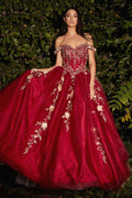OFF THE SHOULDER LAYERED TULLE BALL GOWN CDCD0185 - PrimePick