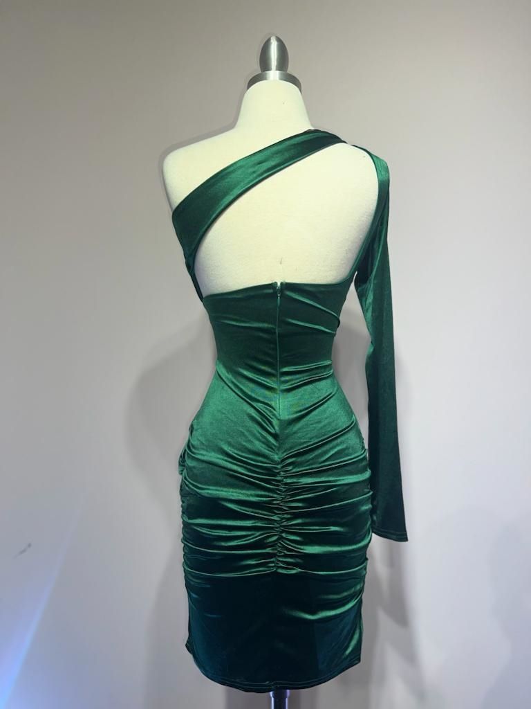 One shoulder satin mini dress CDB2313 - PrimePick