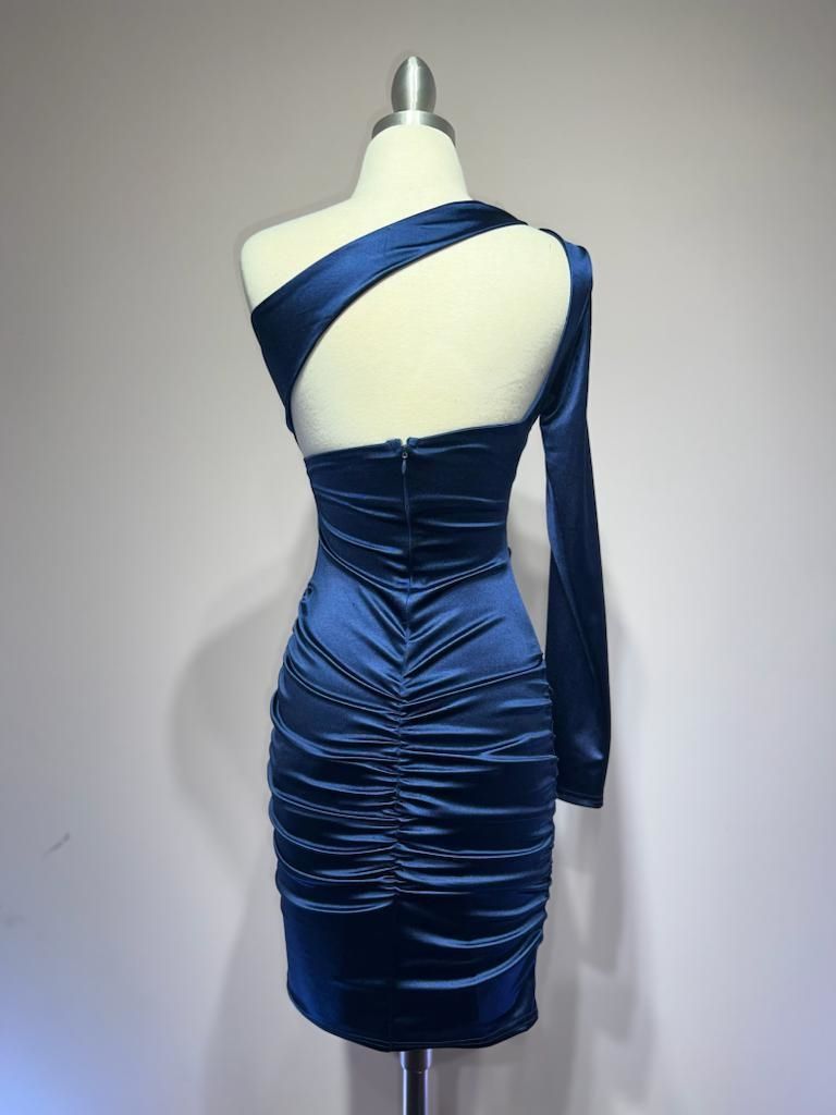 One shoulder satin mini dress CDB2313 - PrimePick