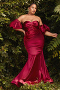 PUFF SLEEVE SATIN CURVE GOWN CDCD983C - PrimePick